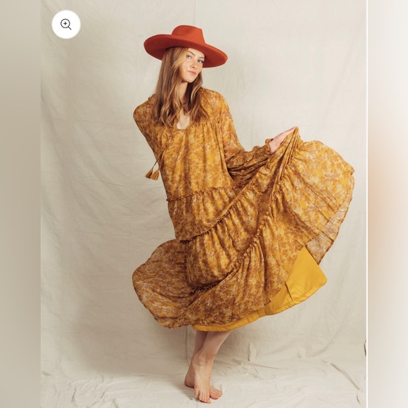Dresses & Skirts - Kodi Dress || Mustard boho maxi dress||women’s boho fall maxi dress